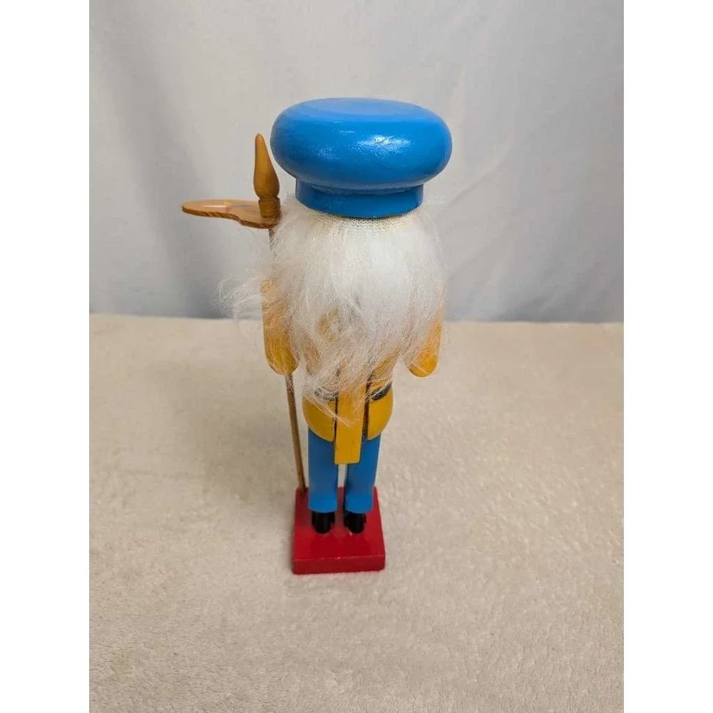 Wooden Nutcracker Soldier Blue Chef Hat Yellow‎ Jacket Christmas Decor